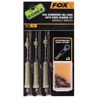 Fox Edges Green Submerge 30lb Heli Rigs Kit x 3 inc Kwik Change Kit